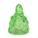 Colonial Lady w/ Bonnet Bell by Boyd, Glass Figurine, Green
