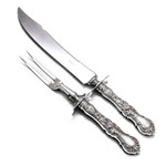 Floral by Wallace, Silverplate Carving Fork & Knife, Roast