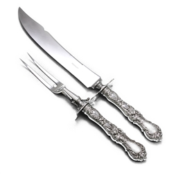 Floral by Wallace, Silverplate Carving Fork & Knife, Roast