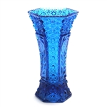 Daisy & Button Blue by Smith Glass Co., Glass Vase, Hexagon