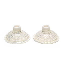 Hobnail French Opalescent by Fenton, Glass Candlestick Pair