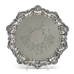 Round Tray by Cheltenham & Co., Silverplate, Shell Design