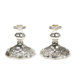 Candlestick Pair by Towle, Silverplate, Flower & Scroll Design