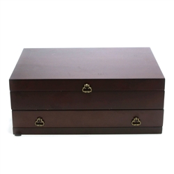Silverware Box, Wood, Mahogany, Double Drawer