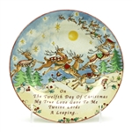 Twelve Days of Christmas by 222 Fifth, PTS, Stoneware Salad Plate, 12 Lords A Leaping