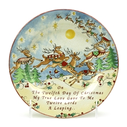 Twelve Days of Christmas by 222 Fifth, PTS, Stoneware Salad Plate, 12 Lords A Leaping