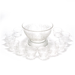 Sandwich Clear by Anchor Hocking, Glass Punch Bowl w/ 12 Cups & Stand