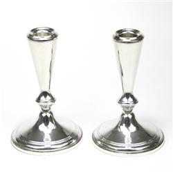 Candlestick Pair, Sterling, Ringed Design
