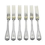 Commonwealth by Reed & Barton, Silverplate Berry Forks, Set of 6, Gilt Tines, Monogram M