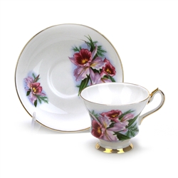 Cup & Saucer by Royal London, China, Pink Orchids
