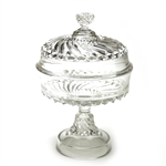 Bar & Diamond Clear by Richards & Hartley Glass Co., Glass Compote, with Lid