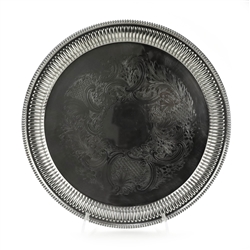Round Tray by Made in England, Silverplate, Ribbed and Beaded Edge