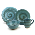 Toren Denim Blue by Sango, Pottery 4-PC Dinner Setting w/ Mug