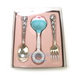 Modern Baroque by Community, Silverplate Baby Spoon & Fork, Girl Rattle