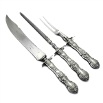 Floral by Wallace, Silverplate Carving Fork, Knife & Sharpener, Roast, Monogram K