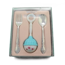 Affection by Community, Silverplate Baby Spoon & Fork, Girl Rattle