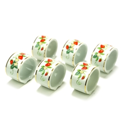 Napkin Rings, Set of 6 by Avon, China, Strawberry