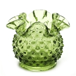 Hobnail Colonial Green by Fenton, Glass Vase, Double Crimped