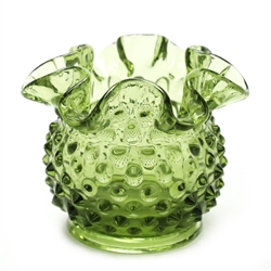 Hobnail Colonial Green by Fenton, Glass Vase, Double Crimped