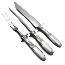 Ambassador by 1847 Rogers, Silverplate Carving Fork, Knife & Sharpener, Roast