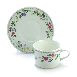 English Garden by Farberware, Stoneware Cup & Saucer, Footed