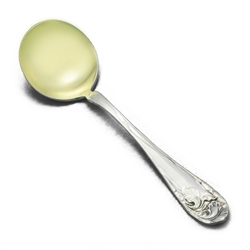 Flower De Luce by Community, Silverplate Bouillon Soup Spoon, Gilt Bowl