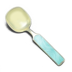 Bonbon Spoon by Magnus Aase, Sterling, Light Blue, Guilloche, Enamel