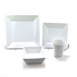 White Square Rim by Threshold, Porcelain 4-PC Dinner Setting w/ Mug