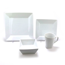 White Square Rim by Threshold, Porcelain 4-PC Dinner Setting w/ Mug