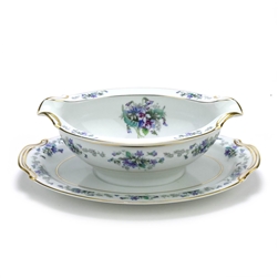 Violette by Noritake, China Gravy Boat, Attached Tray
