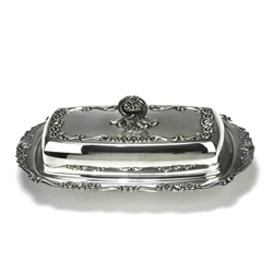 Butter Dish by Guildcraft Silversmiths, Silverplate, Rose & Scroll Design