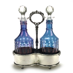 Decanter Set, Silverplate/Glass, Stand w/ 2 Bottles