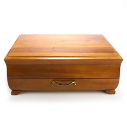 Silverware Box by 1847 Rogers, Wood, 2 Drawer, Footed