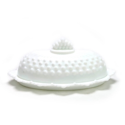 Hobnail Milk Glass by Fenton, Glass Butter Dish, Oval