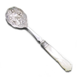 Pearl Handle made in England Sugar Spoon, Embossed Fruit