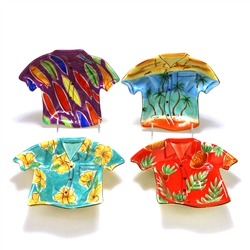 Candy Bowl by Clay Art, Ceramic, Hawaiian Shirt, Set of 4