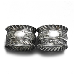 Napkin Rings, Pair, Silverplate, Victorian Design