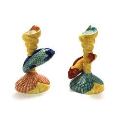 Candlestick Pair, Tall by Department 56, Ceramic, Koi Fishes