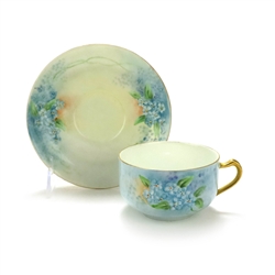 Cup & Saucer by Limoges, Porcelain, Blue Forget-Me-Nots