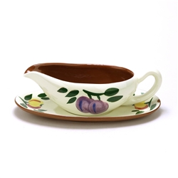 Fruit, Brown Trim by Stangl, Pottery Gravy Boat & Tray