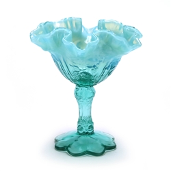 Rose Teal Blue Iridescent by Fenton, Glass Compote
