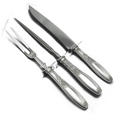 Ambassador by 1847 Rogers, Silverplate Carving Fork, Knife & Sharpener, Roast