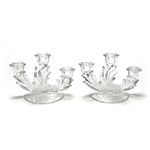 Corsage Clear by Fostoria, Glass Candelabrum Pair, 3-Branch