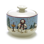 Snowman Serenade by Meiwa, China Sugar Bowl w/ Lid