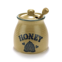 Folk Art by Pfaltzgraff, Stoneware Honey Pot, Lid, Wood Spoon