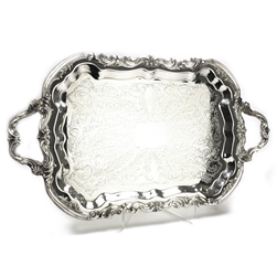 Serving Tray, Chased Bottom by F. B. Rogers, Silverplate, Scroll Design