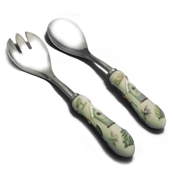 Naturewood by Pfaltzgraff, Stainless Salad Serving Spoon & Fork, Resin Handle