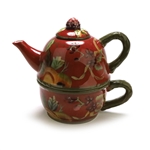 Octavia Hill Garden by Tracy Porter, Ceramic Individual Teapot w/ Cup & Lid