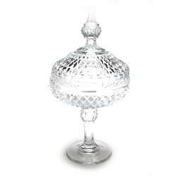 Diamond Point Clear by Indiana, Glass Candy Dish, w/ Lid