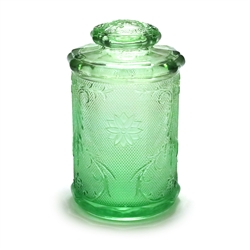 Sandwich Light Green by Tiara, Glass Canister, Large w/ Lid